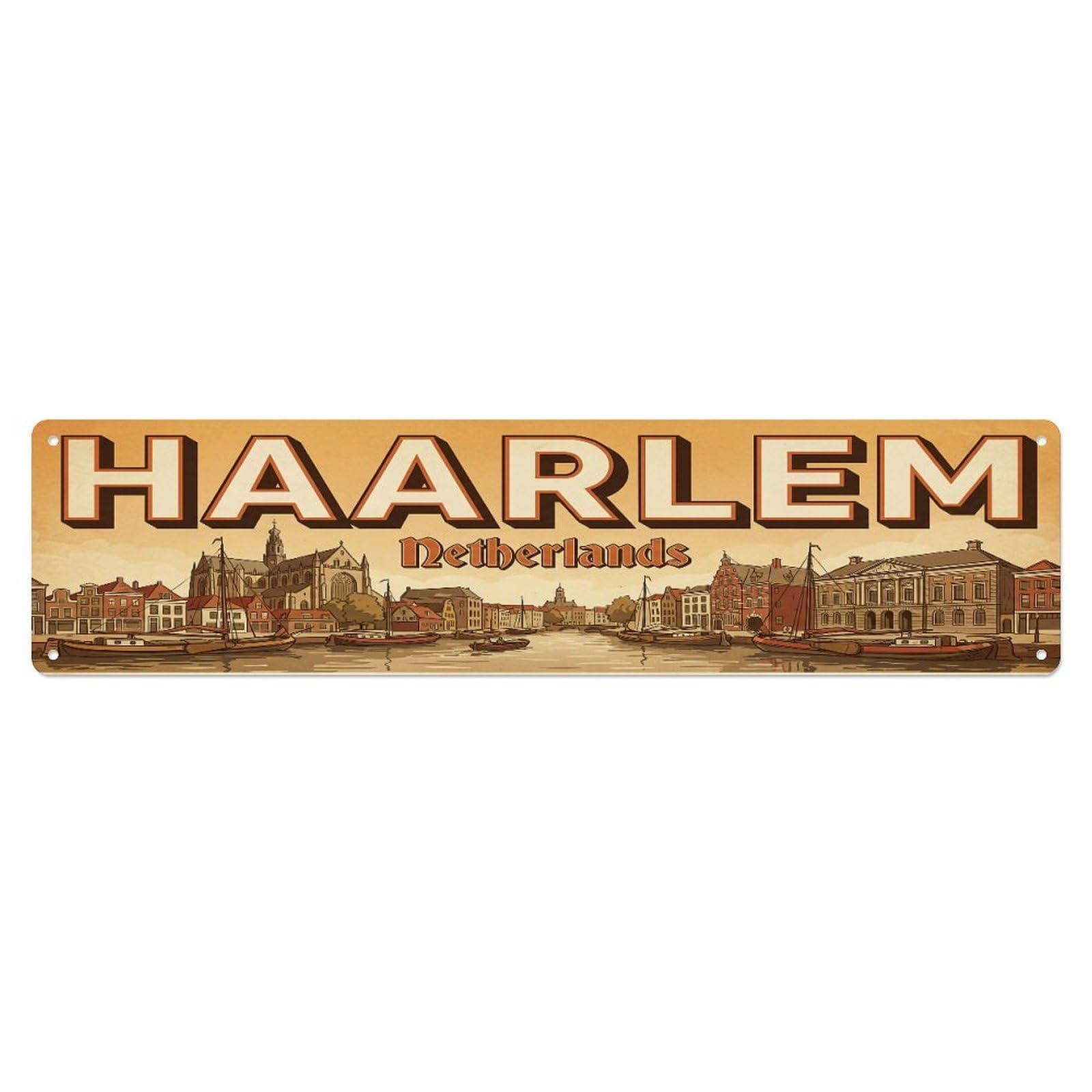 Metal Tin Sign Vintage Travel Netherlands Haarlem
