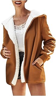 TURWXGSO Women's Cardigans UK Sale Loose Fit Open Front Fleece Cardigans Clearance Long Sleeve Solid Color Cardigans Coats Thick Double Layer Plush Outerwear for Winter