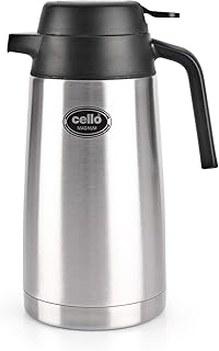 Cello Magnum ISI Certified Vacuum Insulated Stainless Steel Carafe with Handle 1600 ml, Silver | Double Walled, Vacuum Ins