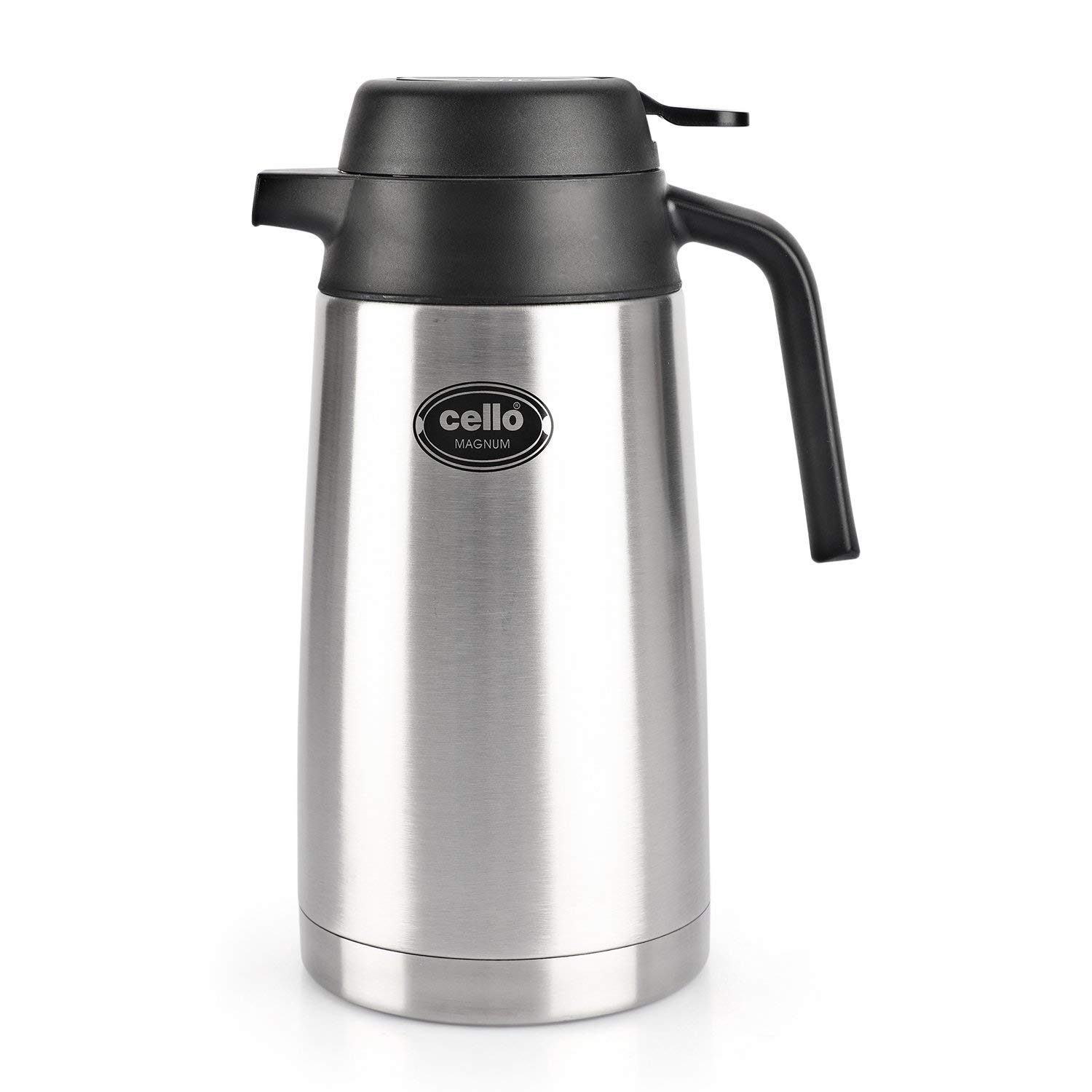 Cello Magnum ISI Certified Vacuum Insulated Stainless Steel Carafe with Handle 1600 ml, Silver | Double Walled, Vacuum Ins...