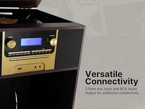 Miniatura 6 de Victor VWRP-4500 Boyleston Centro de música tocadiscos 7 en 1 con reproductor de grabación de 3 velocidades, reproductor de CDMP3, radio AMFM,