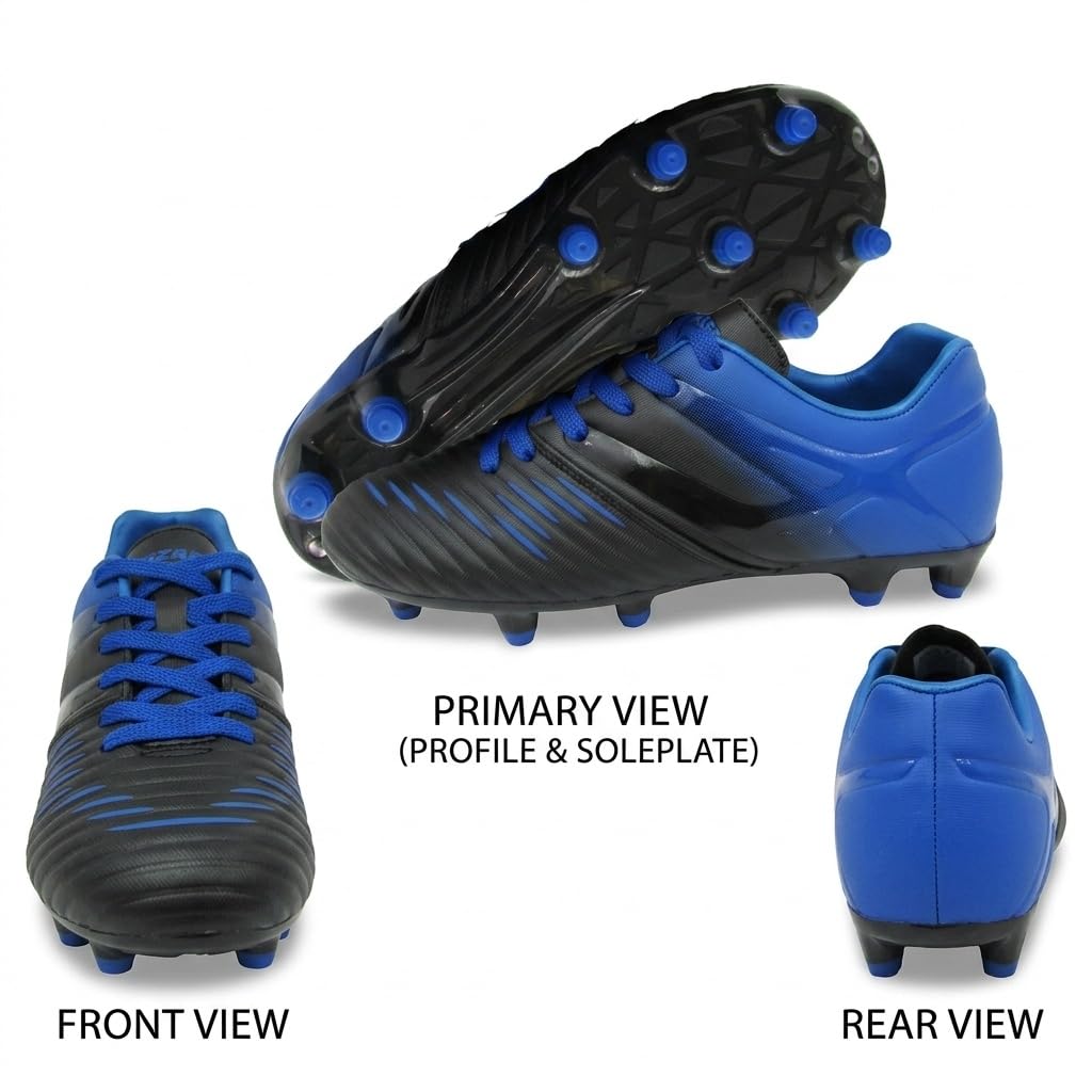 Vizari Liga FG - Tacos de fútbol para niños, Tacos de fútbol 100% sintéticos para un Uso cómodo, Zapatos de fútbol de Dos Tonos Resistentes al Agua con Forro antielástico para Juegos Flexibles en