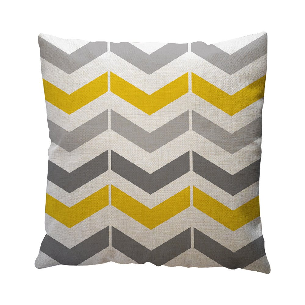 Home Clearance Sale Cotton Linen Geometric Pattern Throw Pillow Case - Yellow