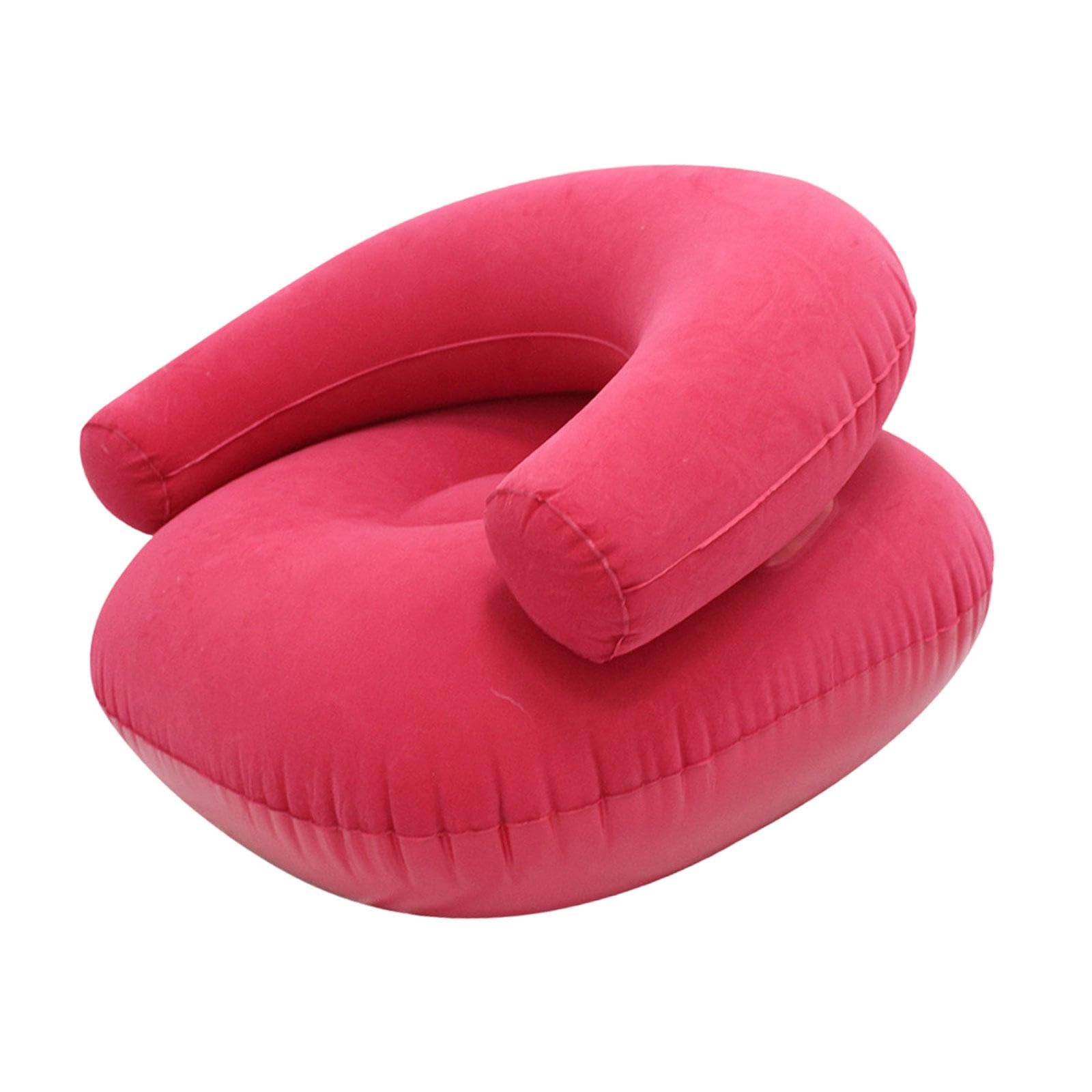 Inflatable Lounge Chair Soft Inflatable Lounger for Courtyard Indoor Bedroom Rose Red | Bean Bags & Inflatables | Furniture-image-46