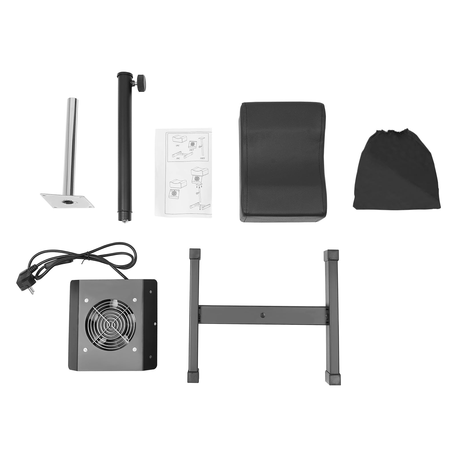 Taburete de pedicura, silla de pedicura móvil, silla de cuidado de los pies con aspiración, altura ajustable, reposapiés para salón, spa, masaje, salón de uñas, color negro