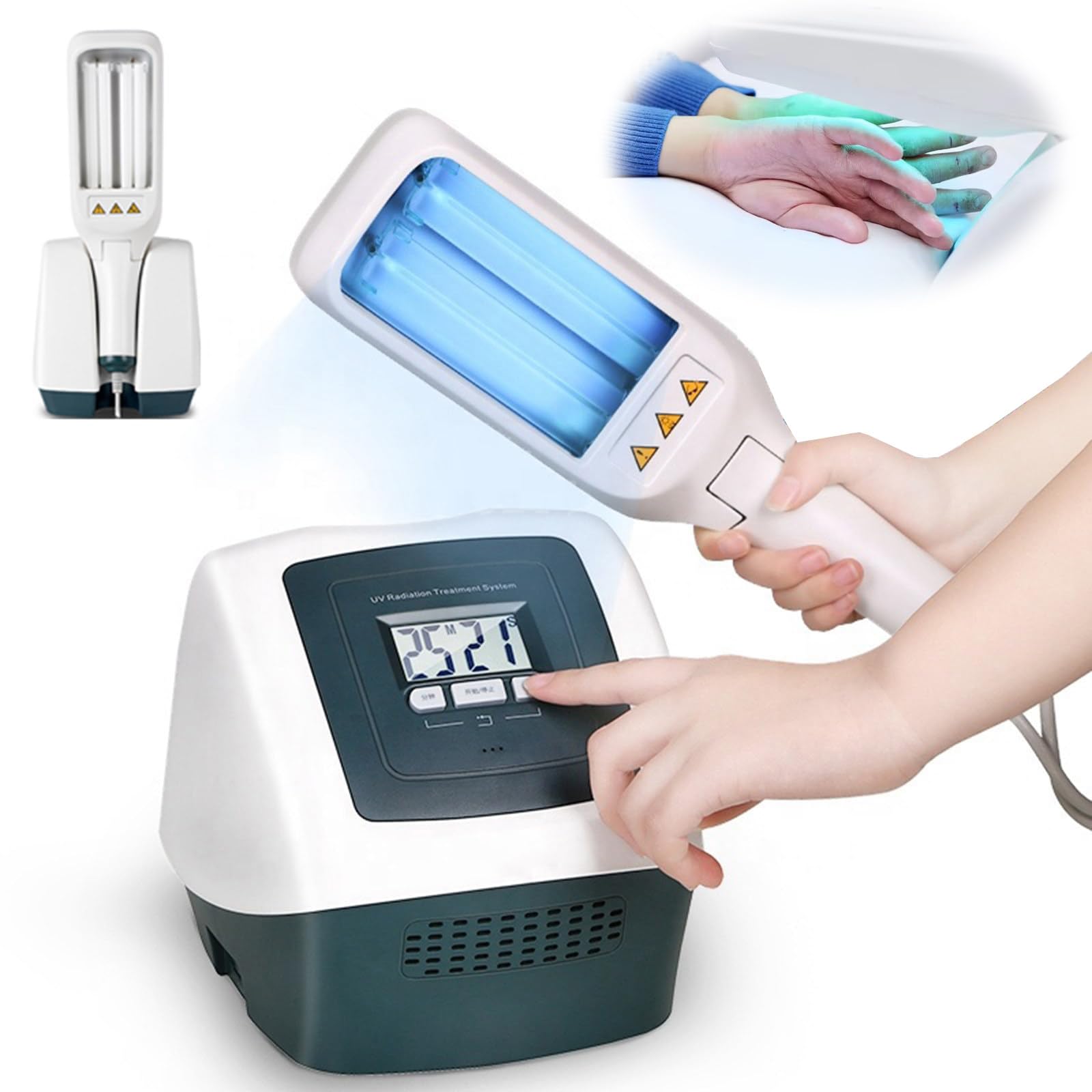 Lampa Uv Do Fototerapii WąSkopasmowej 311 Nm - Powierzchnia NaśWietlania 104 Cm², Terapia śWiatłEm Uvb + Dwie żAróWki + Timer + WyśWietlacz Lcd, Bezpieczna I Skuteczna
