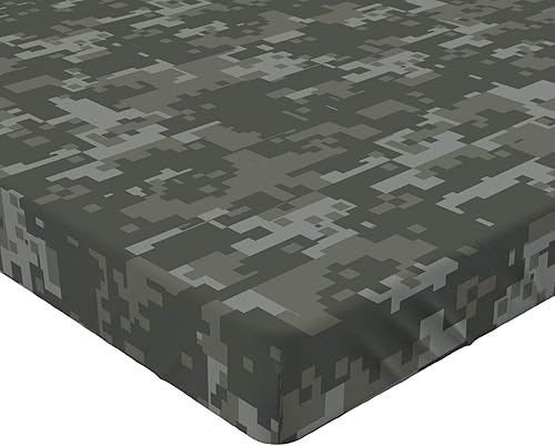 Miniatura 233 de Ambesonne - Sábana bajera ajustable multicolor, en colores y tres tamaños Azul y gris,Verde Militar Sage Green,Ámbar beige,Negro Grey White,Azul