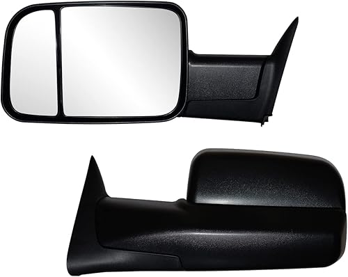 AERDM Nuevo par de espejos de remolque con carcasa negra, compatible con espejos retrovisores Dodge Ram 1500 94-01, Ram 2500 3500 94-02, juego