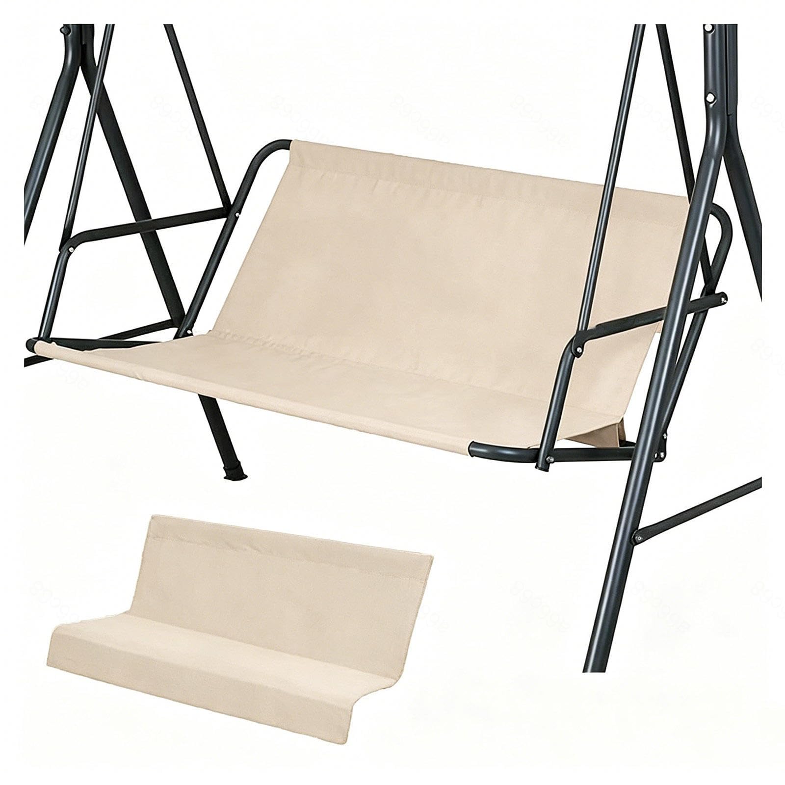 Swing Replacement Fabric 600D Thickened Waterproof Oxford Outdoor Swing Cushion Cover for 2/3 Seater Patio Garden Swing Chair,Beige-44.5×18.5×18.5in