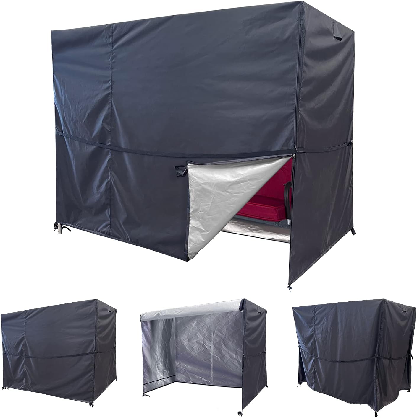 Patio Swing Cover, 3 Triple Seater Hammock Cover Garden Swing Cover Waterproof Hammock Glider Chair Cover Outdoor Swing Cover UV Resistant Swing Canopy Cover(81L x 49 D x 67 H inch)