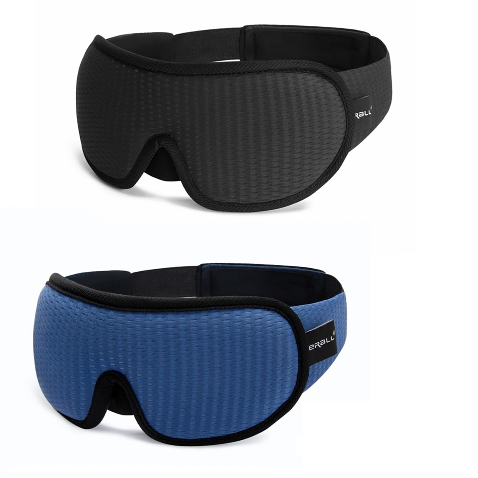 Seiden-Augenmaske 3D-Schlafmaske, die leichten Schlaf blockiert, Augenmaske, Memory-Schaum, Augenschutz, weich gepolstert, Reise-Schlafhilfe Seiden Schlafmaske(2PC-Black and Blue)