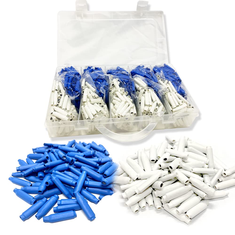 Blue B Connectors Silicone Filled Wet B Wire Gel Telephone Alarm Wire Crimp Bean Type Splices for Low Voltage (500Pcs Blue + 500 Pcs White)