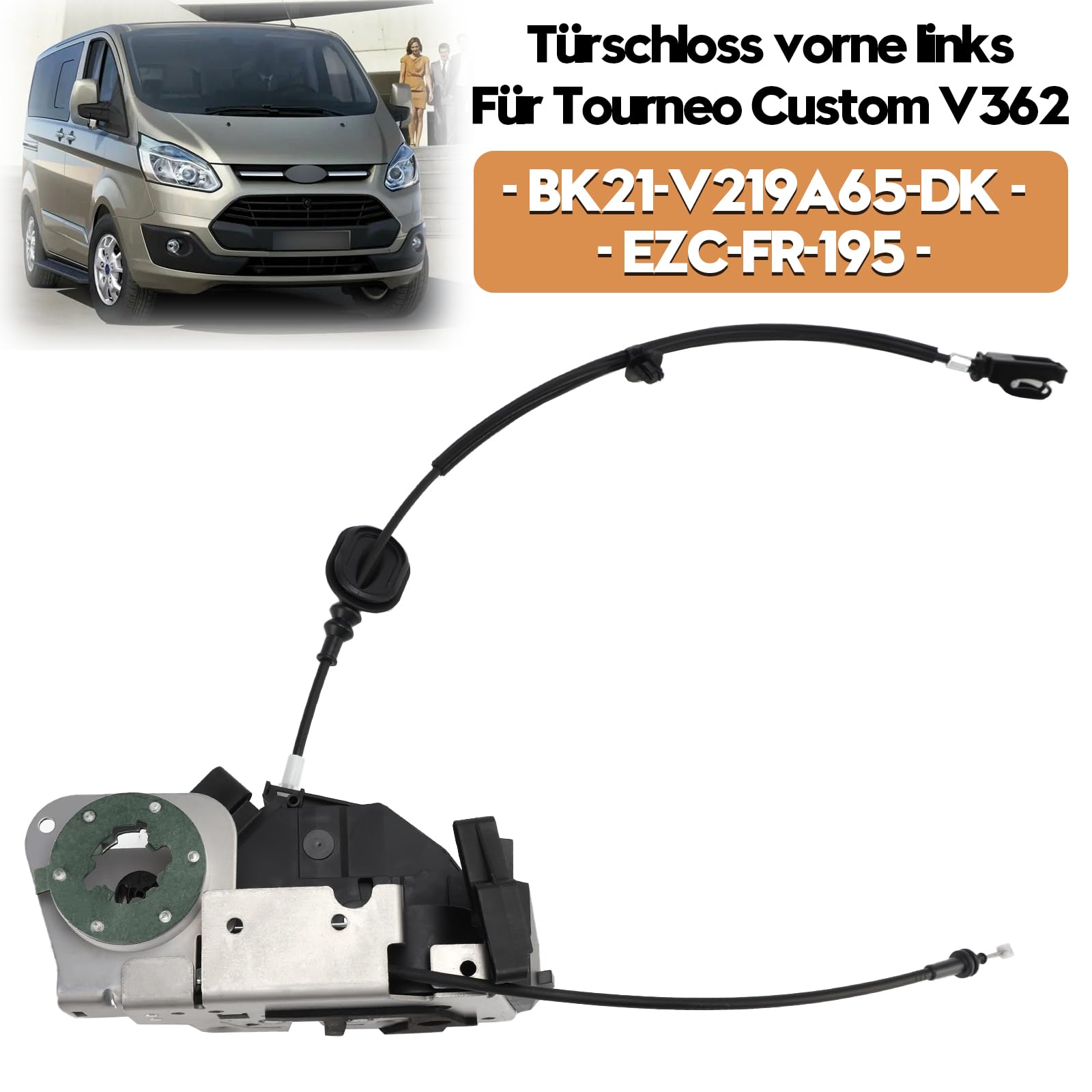Topteng Front Left Door Lock BK21-V219A65-DK adapté pour Tourneo Custom V362 2012-2015, adapté pour Transit Custom V362 2012-2015