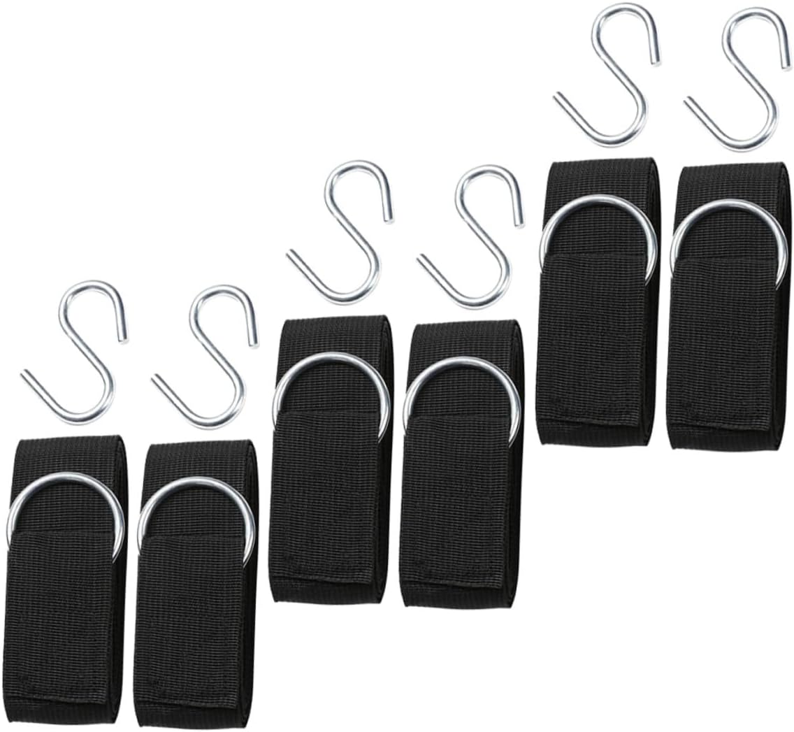 6pcs Adjustable Nylon Hammock Ropes with Heavy Duty S-Hooks and Tree Straps for Outdoor Camping Swing Hanging Kit