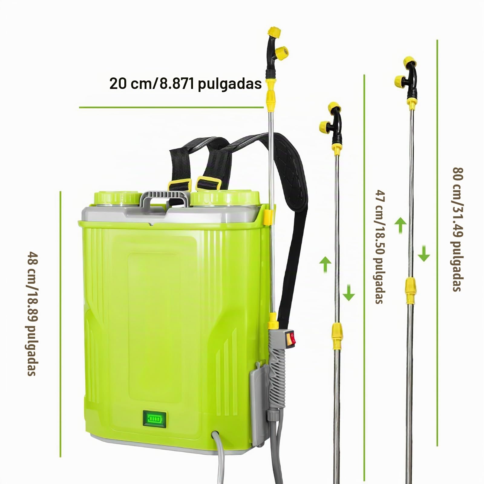 Pulverizador eléctrico de jardín de 20 L, pulverizador para techos con 2 baterías, lanza telescópica y 5 boquillas, presión hasta 80 PSI, para antiespumas de techo y riego de plantas.
