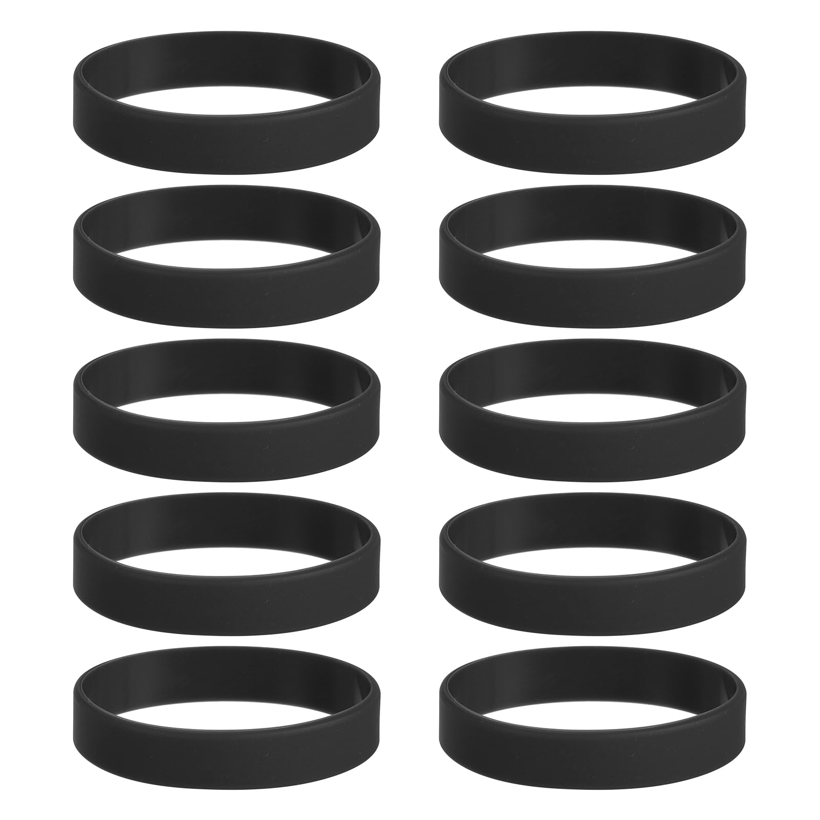 sourcing map 10Pcs Silicone Rubber Bands Non-slip 3.54 Inch Flat Elastic Rubber Wrapping Bands for Books, Traps, Art, Wrapping Paper, Cord Wraps, Black