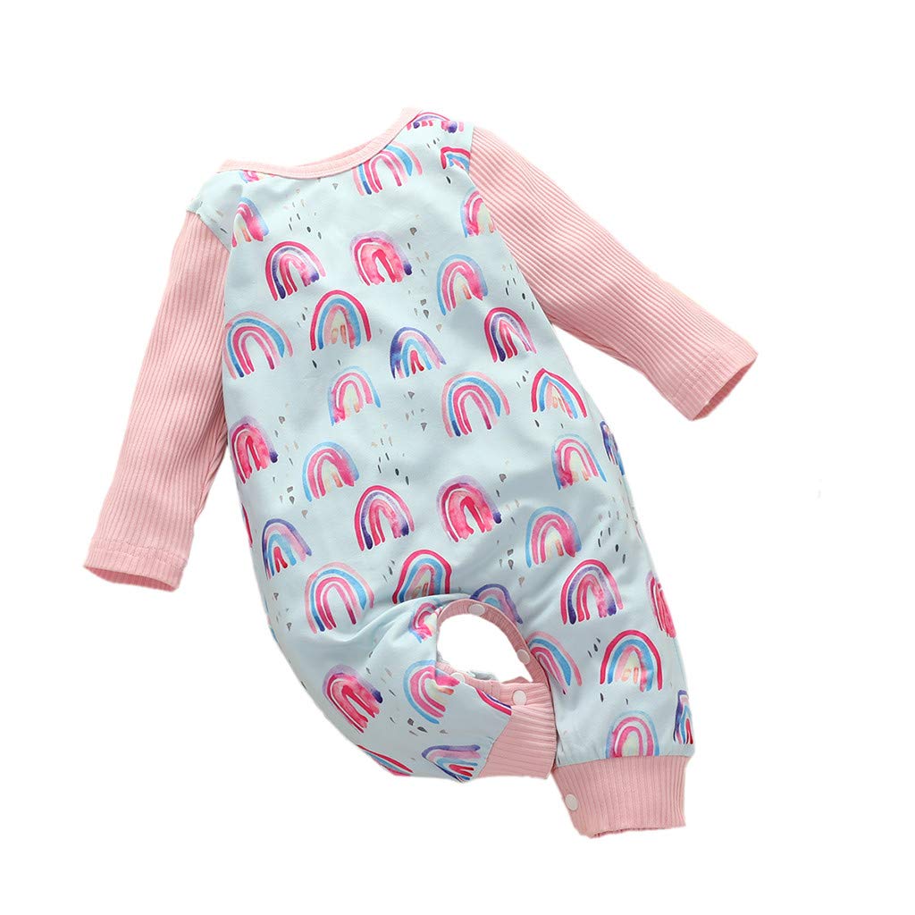 Baby Long Sleeve Jumpsuit Girl Boys Fall Winter Rainbow Knit Onesies Pajamas Newborn Infant Outfit Clothes.0-24M