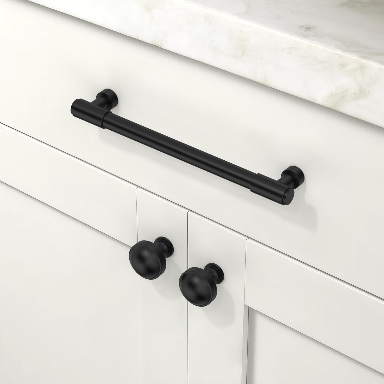 Paquete de 10 tiradores color negro mate de 6.3 pulgadas (160 mm), tiradores para gabinetes de cocina, accesorios para cajones