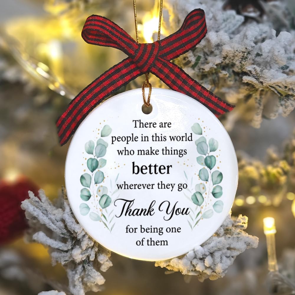 Thank You Thanksgiving Gifts for Women - Inspirational Gifts for Women Coworker Teacher Friends Boss, Office Going Away Farewell Retirement Gift, Employee Appreciation Christmas Ceramic Ornament-12 - Image 4