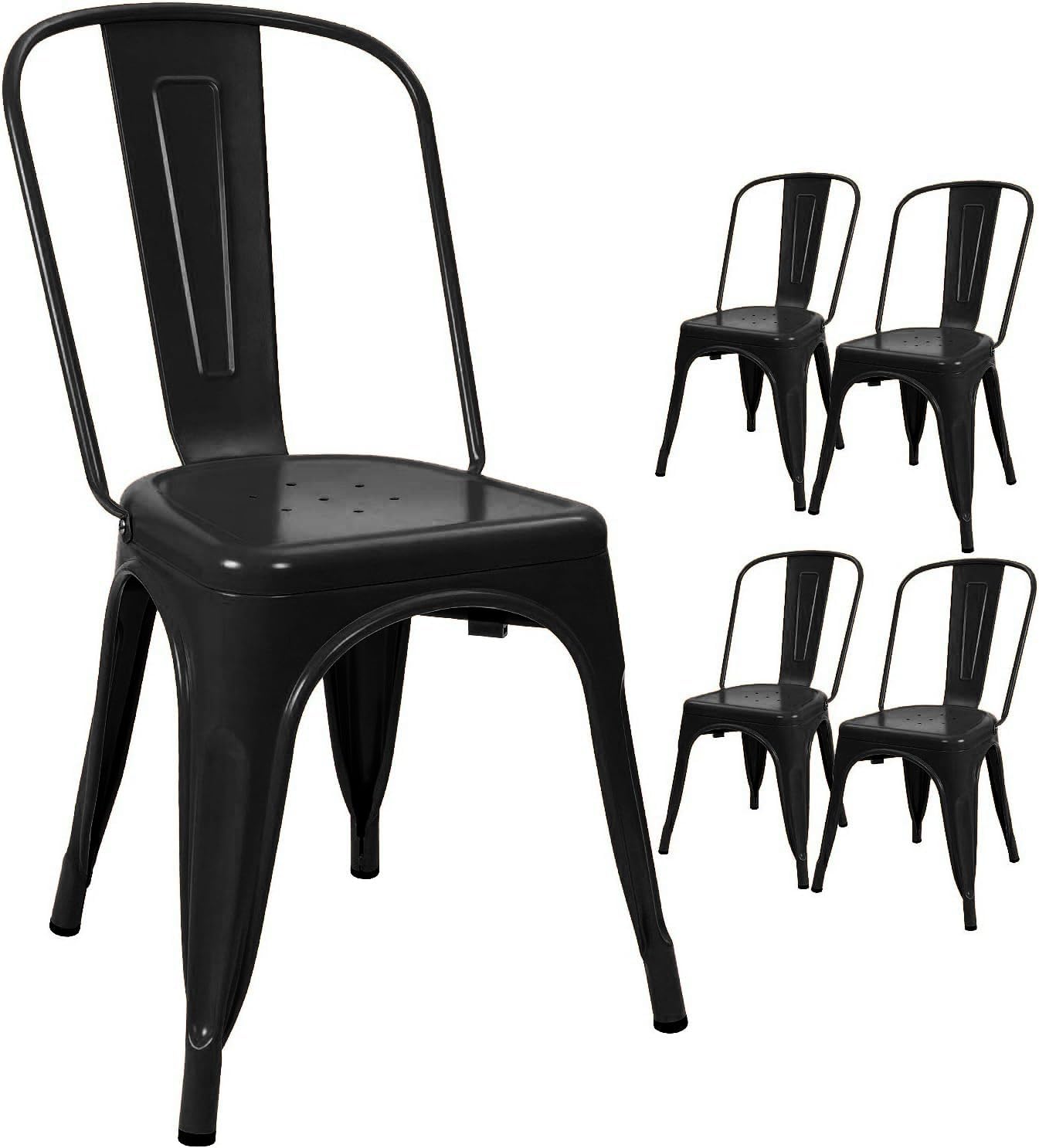 Devoko distressed metal dining chairs, set of 4