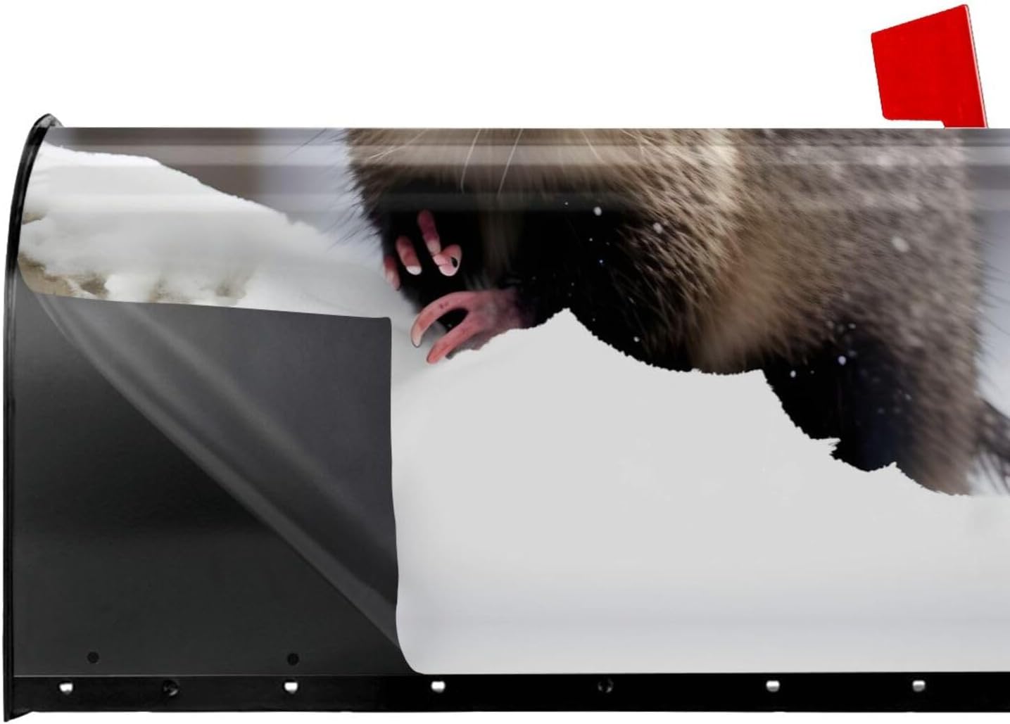 Opossum in Snow Print Mailbox Covers Magnetic Post Box Cover Wraps Standard Size 21x18 Inches for Garden Yard Decor