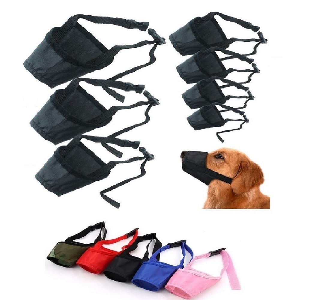 Dog Training Safety Muzzle – Secure & Comfortable Adjustable Muzzle for Small, Medium & Large Dogs, 7 Sizes & 4 Colours (Black, S)