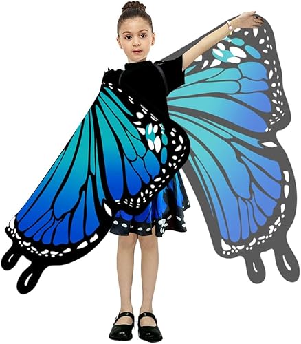 Miniatura 3 de Tibeha Alas de mariposa de Halloween para niñas, capa de disfraz para niños con máscara, diadema de antena, pinzas para el cabello
