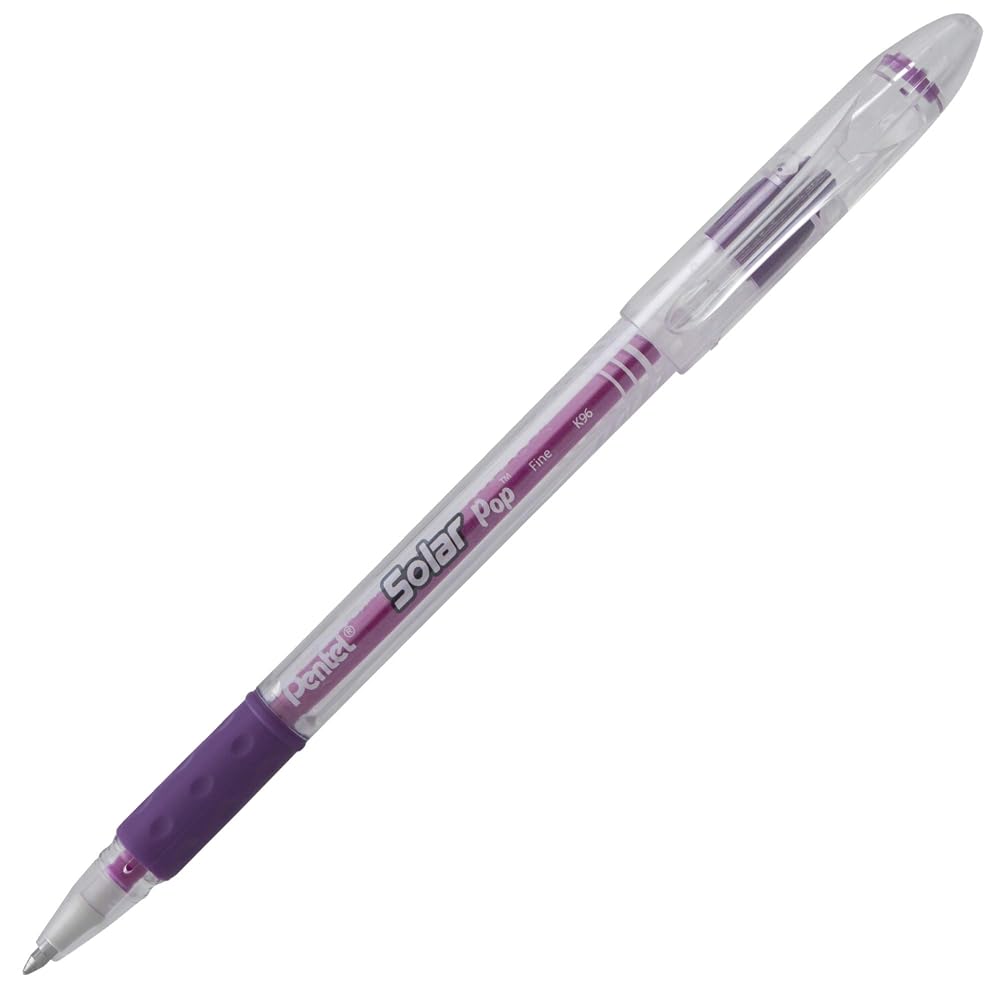 Pentel Solar Pop Neon Gel Pen, (0.6mm) Medium Line, Violet Ink - K96-V