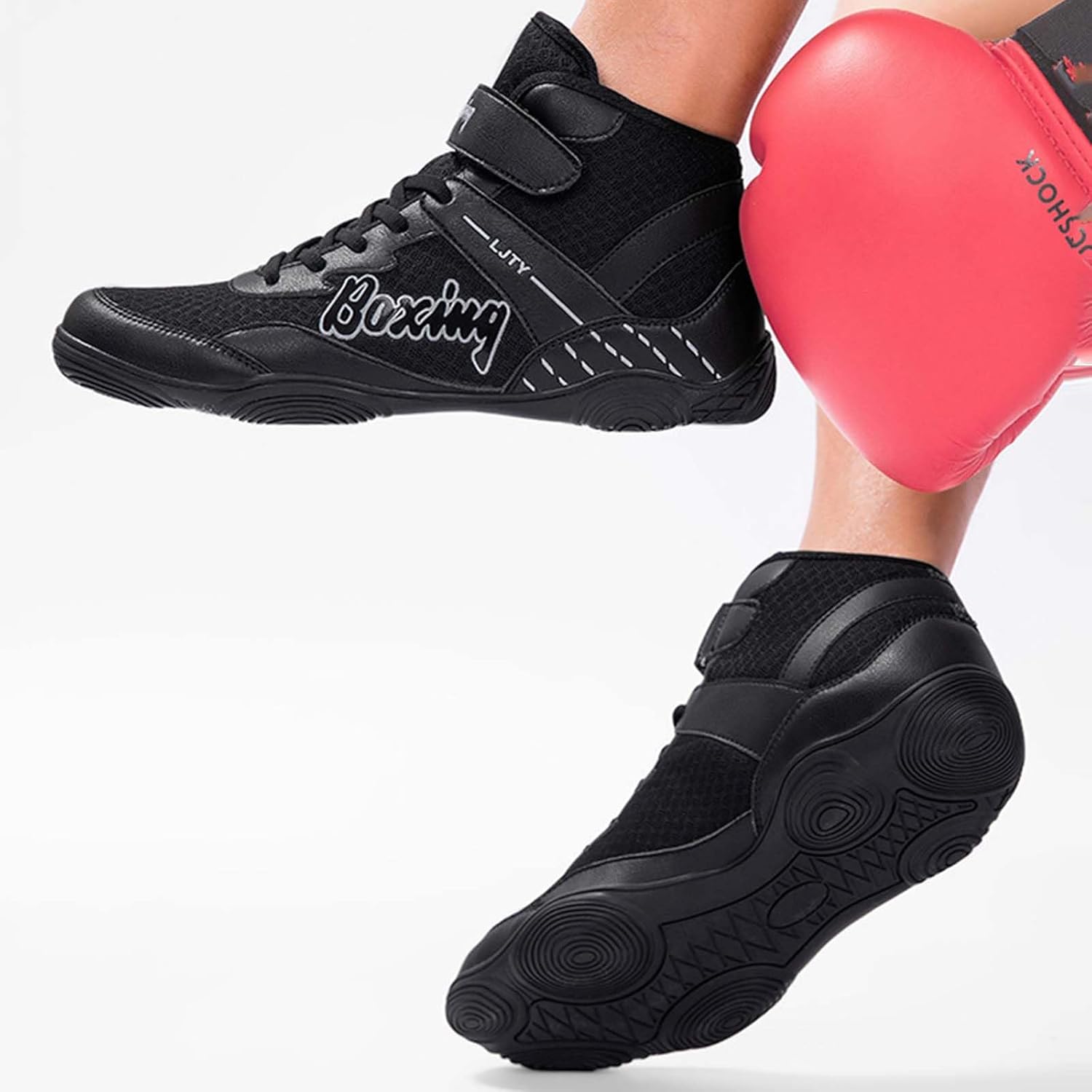 Wrestling Shoes Mens Youth Boxing Shoes Lightweight Indoor Outdoor Cross-Training High Top Fitness Sneakers - Image 2