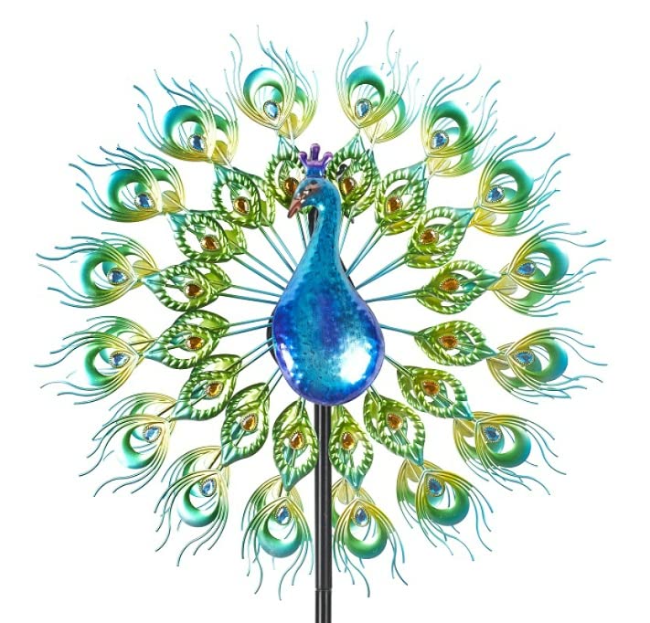 Photo 1 of [DAMAGE] Wind Spinners for Yard Garden(84 inches, Peacock) -  Peacock