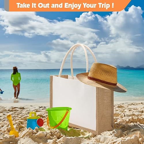 Miniatura 7 de Paquete de 20 bolsas de arpillera, bolsas de yute reutilizables, resistentes al agua, bolsa de playa de lona en blanco para mujeres, dama de honor,