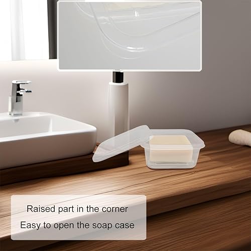 Miniatura 5 de Contenedor de jabón de viaje, paquete de 1 unidad, soporte cuadrado para jabón para ducha con tapa, jabonera, jaboneras para baño, viajes Vonpri