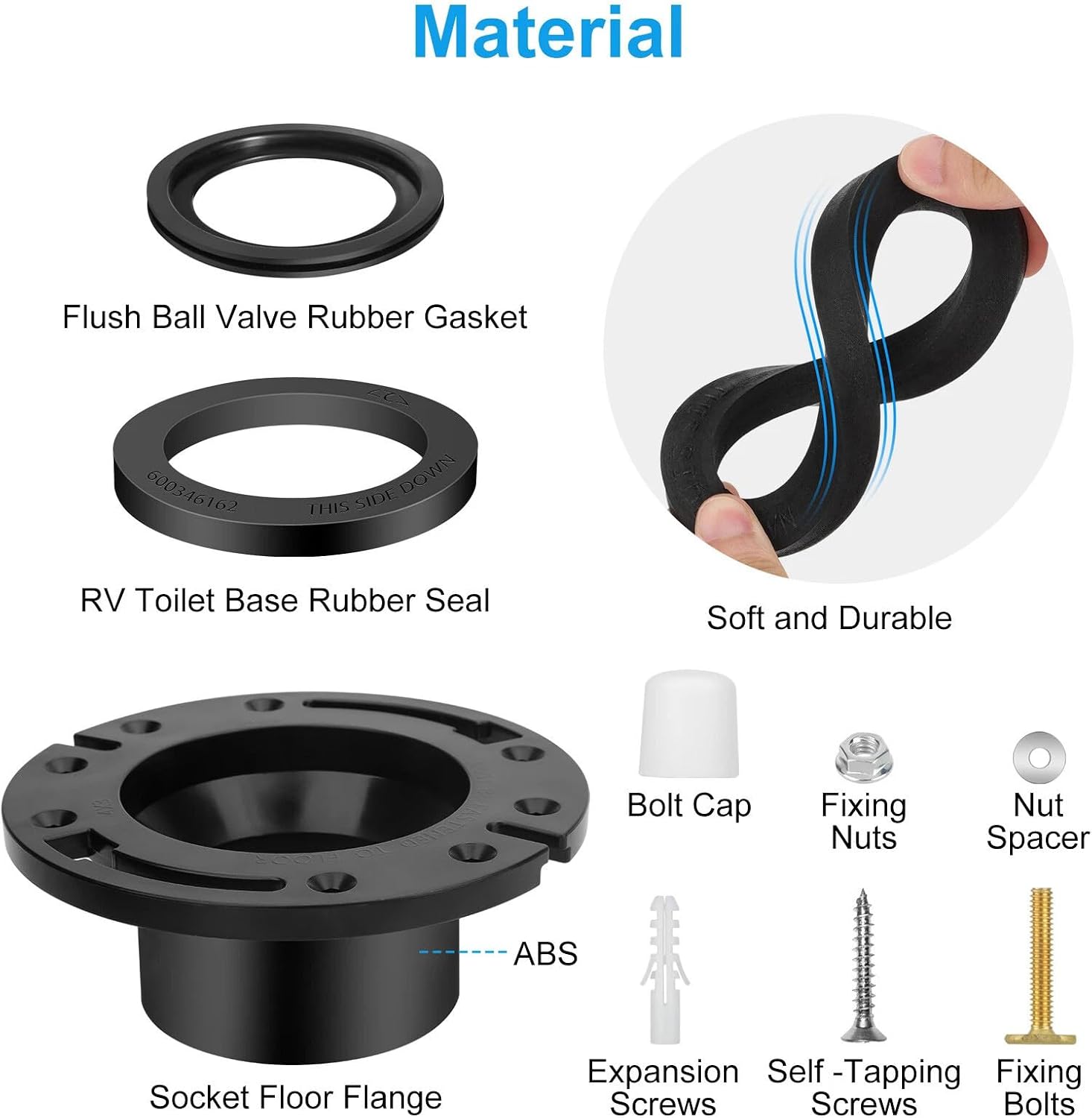 RV Toilet Seal Kit Accessories 385345892 for Dometic: 300, 310, 320 Series RV Toilets Flush Ball & Base Gasket