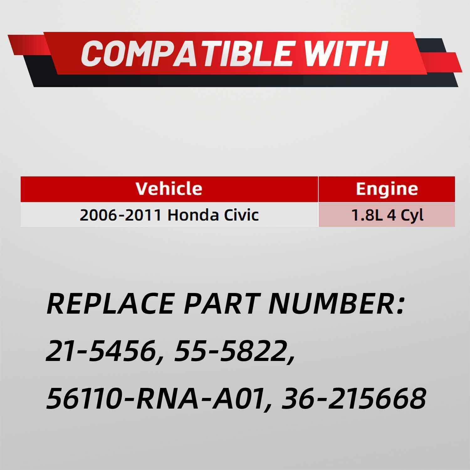 Upgraded Power Steering Pump with Pulley Compatible with 2006-2011 Honda Civic 1.8L Replace 21-5456 55-5822 56110-RNA-A01 36-215668