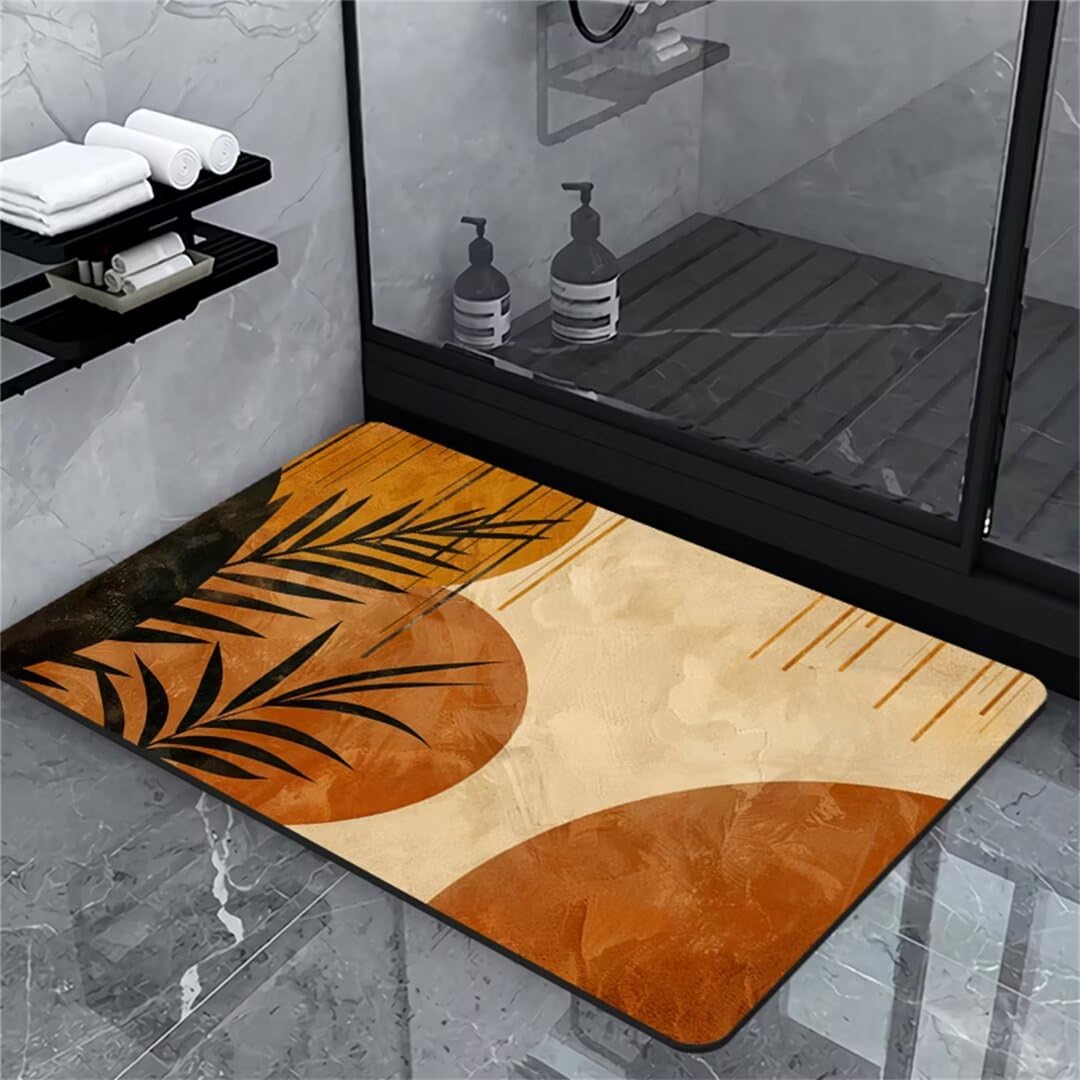 Badezimmerteppich Badematte rutschfest Badematte Badteppich Badvorleger 140x200cm Badematten Badteppiche Duschmatte rutschfest, Duschvorleger Badezimmermatte rutschfest Stein Badematte Round