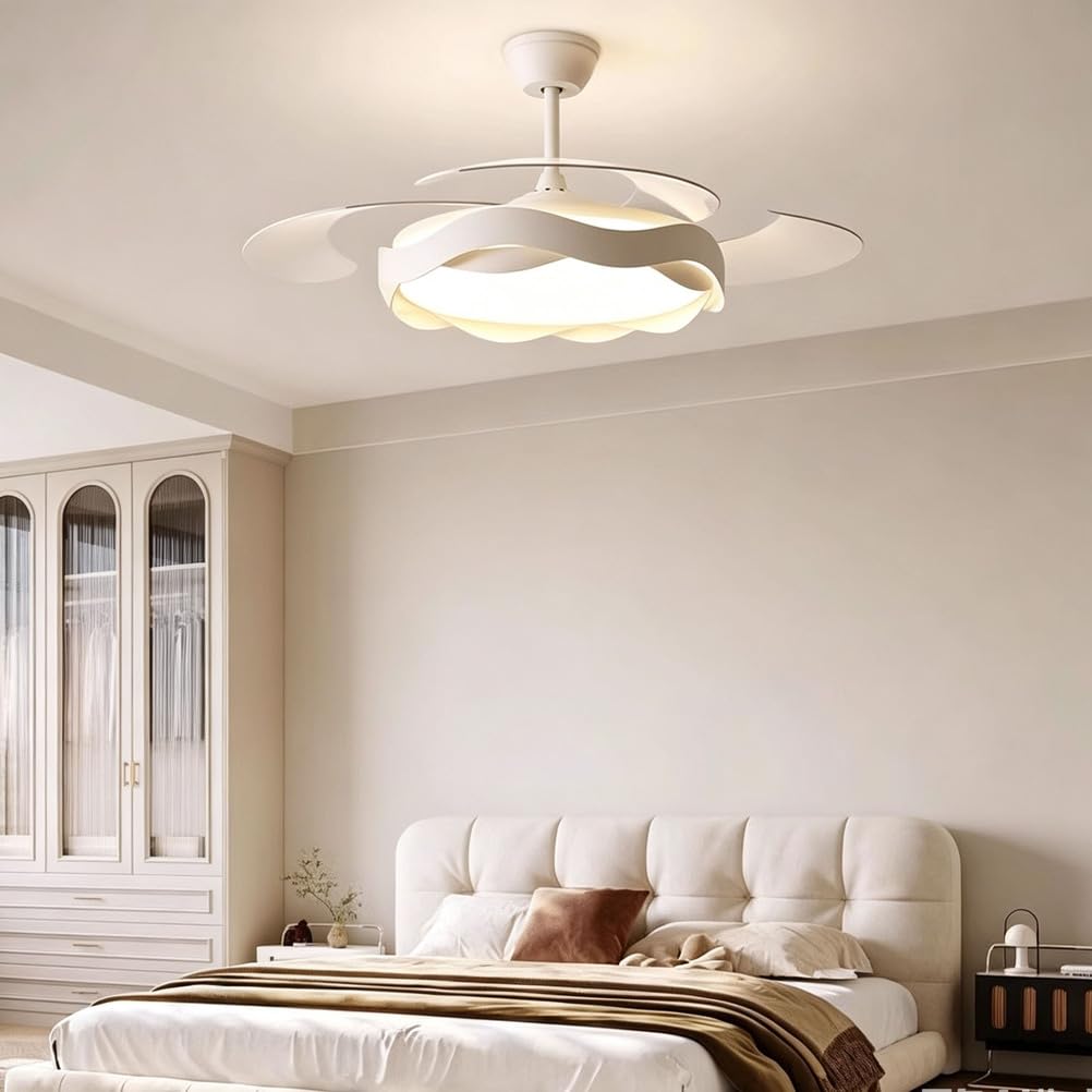 Piptyllite Smart Ceiling Fan with Light,Flush-Mount Ceiling Fan with Light,High Color Rendering for Eye Care,Suitable for Bedrooms