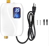 Generic Tankless Water Heater Electric, Instant Hot Water Heater Under Sink, 3000W 110V On Demand Mini Water Heater for RV Kitchen Bathroom, White