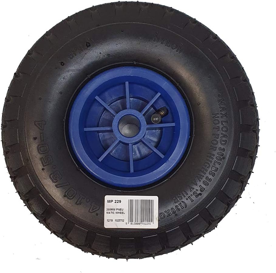 Maypole 260 mm Replacement Pneumatic Rubber/Plastic Wheel for Jockey Wheels Tyre Width 70 mm, Diameter 260 mm, 136 kg Max, Static Load