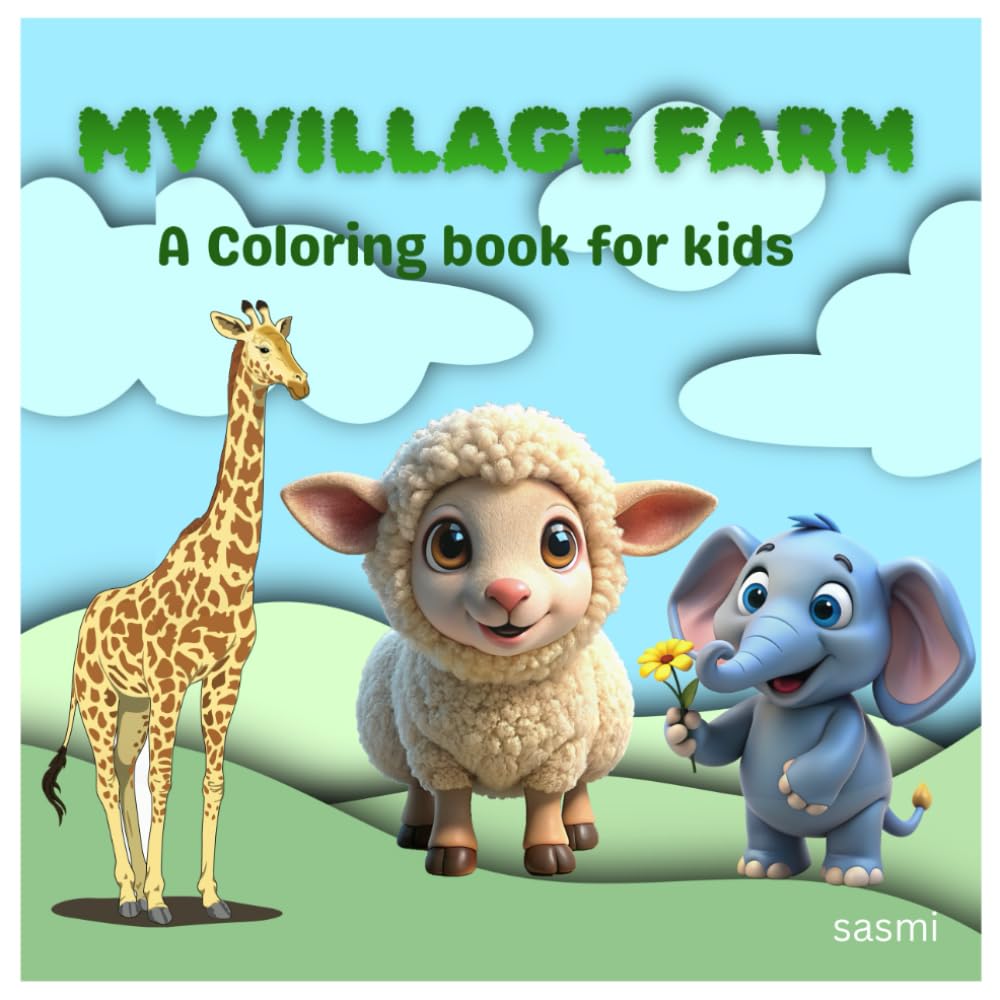 My Village Farm: village coloring book for kids