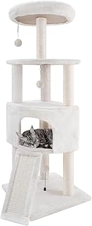 TWDEPART Kratzbaum mit Kratzbäumen für Indoor-Katzen, Katzenmöbel, Aktivitätszentrum, Kletterbaum mit Großkatzen-Höhle und hängenden Bällen