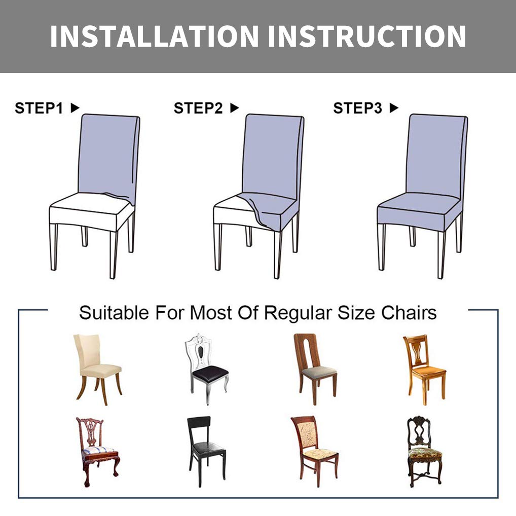 Dioxide Coprisedie con Schienale 6 Pezzi, Sedia Bi-Elastico per Una Misura Universale, Molto Facile da Pulire e Resistente, Coprisedile, Office, Arredamento Ristorante - Fiori