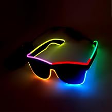 EL Wire colorful glasses Multi-colour light-up glasses for Halloween raves parties cosplay. A brilliant glowing accessory for nightlife events. Mutilcolor-3 [Energy Class D]