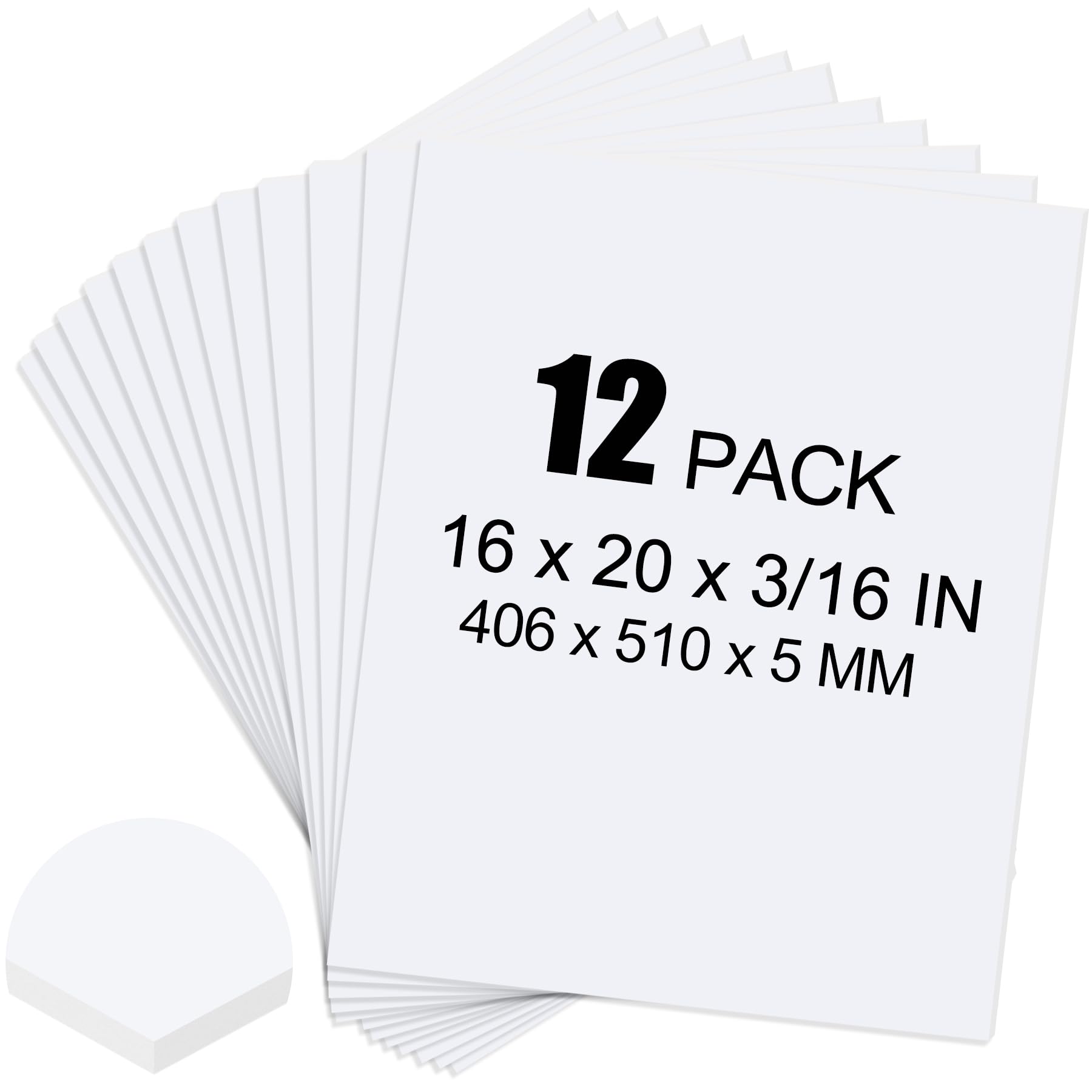 ToLanbbt 12 Pack White Foam Board, 16 x 20 x 3/16" Thick Foam Core Acid Free Poster Foamboard for Art Craft Projects, Painting, Displaying, Signage, Wedding, School