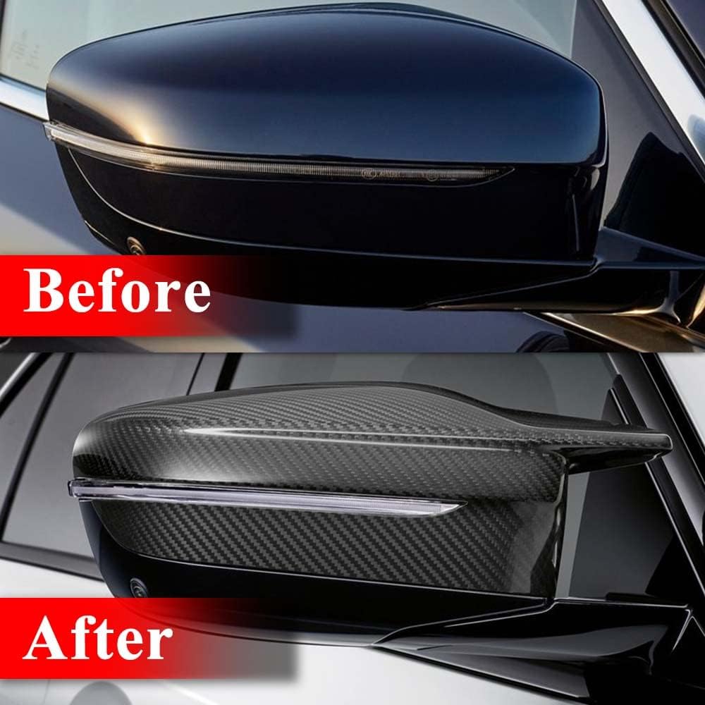 AeroBon Real Carbon Fiber Side Mirror Caps Compatible with 2017-2023 BMW 5-Series G30 Sedan Mirror Cpas (Replacement Style)