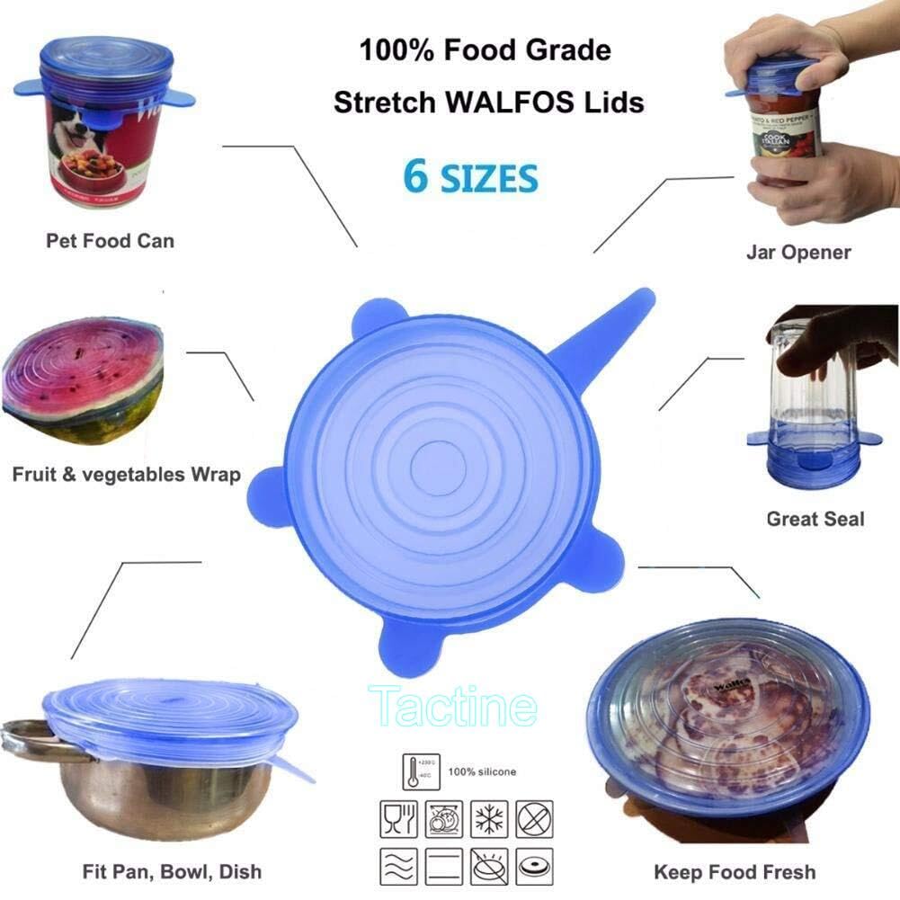 Tactine Silicone Lids Microwave Safe Silicone Stretch Lids Reuseable Flexible Covers For Rectangle, Round, Square Bowls, Dishes, Plates, Cans, Jars, Glassware, Mugs (Free Size_Multicolor) (Set Of 6) 2