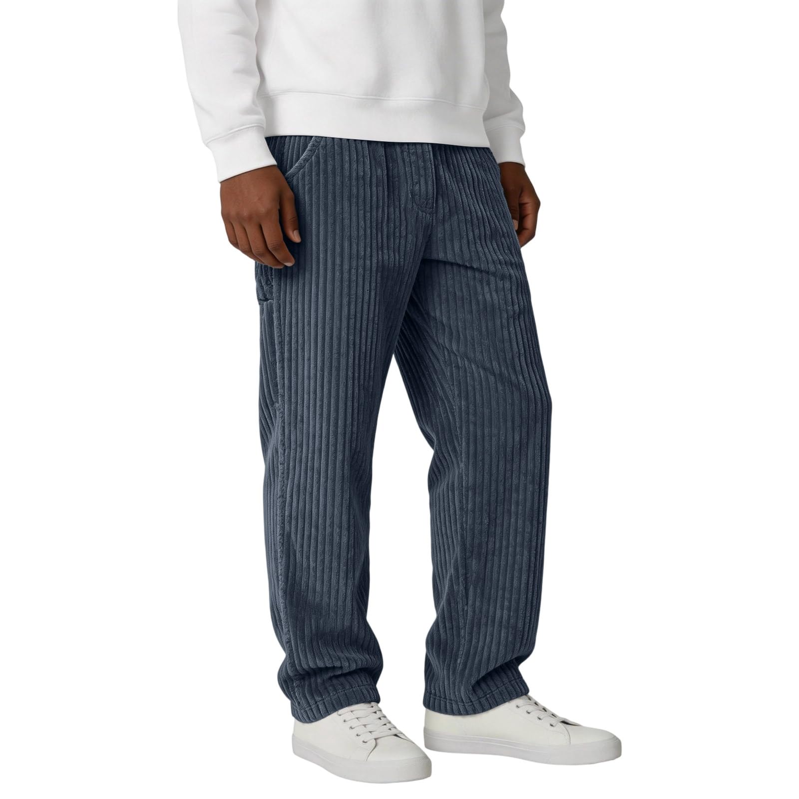 Da In Velluto A Coste Righe Verticali Casual Americano Vintage Gamba Dritta