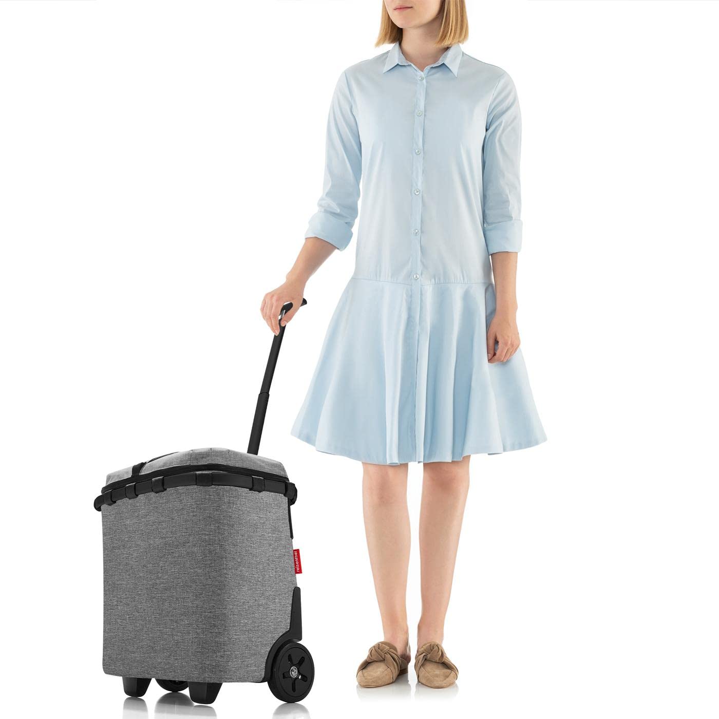 reisenthel carrycruiser iso Twist Silver - Tragbarer und verschließbarer Einkaufstrolley mit Kühlfunktion, stabilem Aluminiumrahmen, Schultergurt und herausnehmbarer Netz-Innentasche