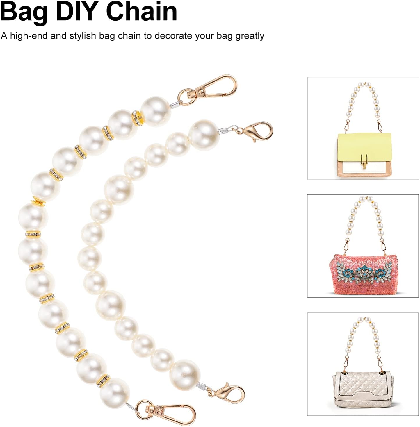 BESTOYARD 2pcs Pearls Beads Purse Handle Short Handbag Chains Decorative Beaded Purse Strap Replacement with Golden Clasp for DIY Purse Wallet Clutch : Sports & Outdoors