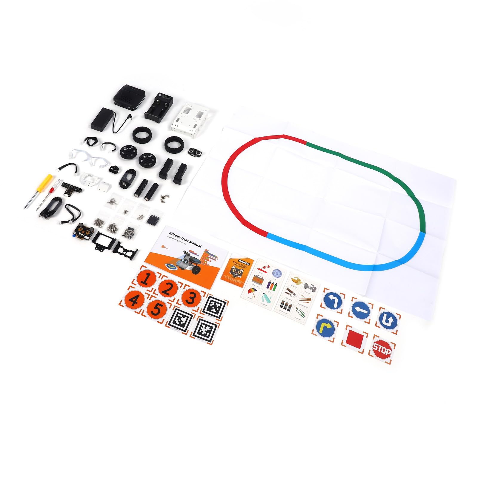 Bewinner Kit de Coche Robot AI WonderCam AI Module Aplicaciones de Alto Rendimiento Reconocimiento de Color Seguimiento de Objetivos para Codificación Python Scratch Aleación de Aluminio ABS