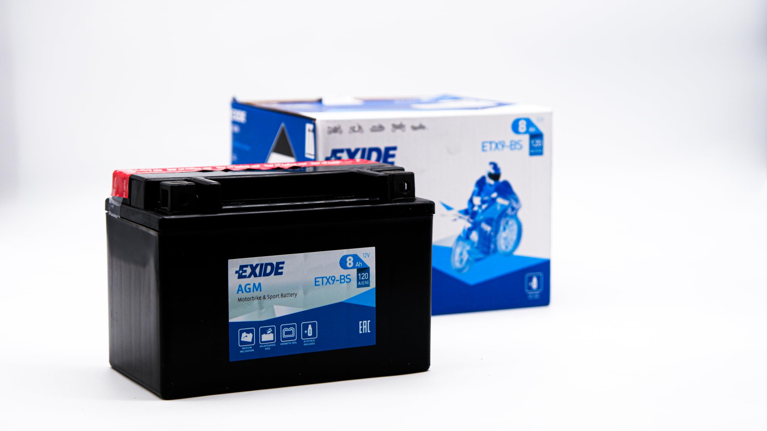 EXIDE BIKE ETX9-BS BATTERA Sigillata AGM MC (Dry) = YTX9-BS